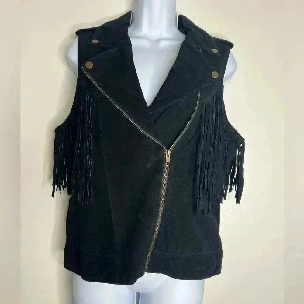 Forever 21 Suede Fringe Vest Size Medium
